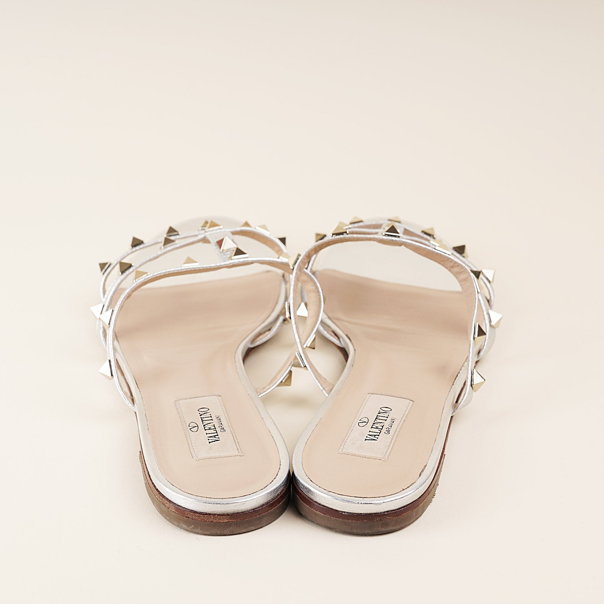 Rockstud Flat Slide Sandals - VALENTINO - Affordable Luxury image