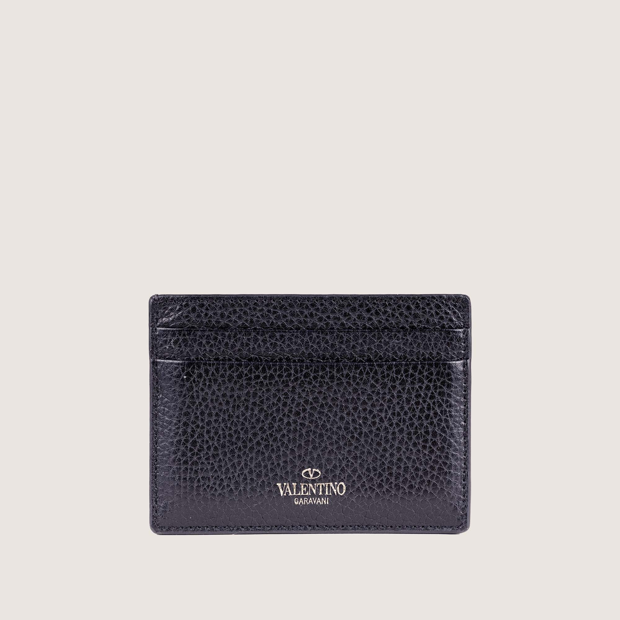 Rockstud Leather Card Holder - VALENTINO - Affordable Luxury