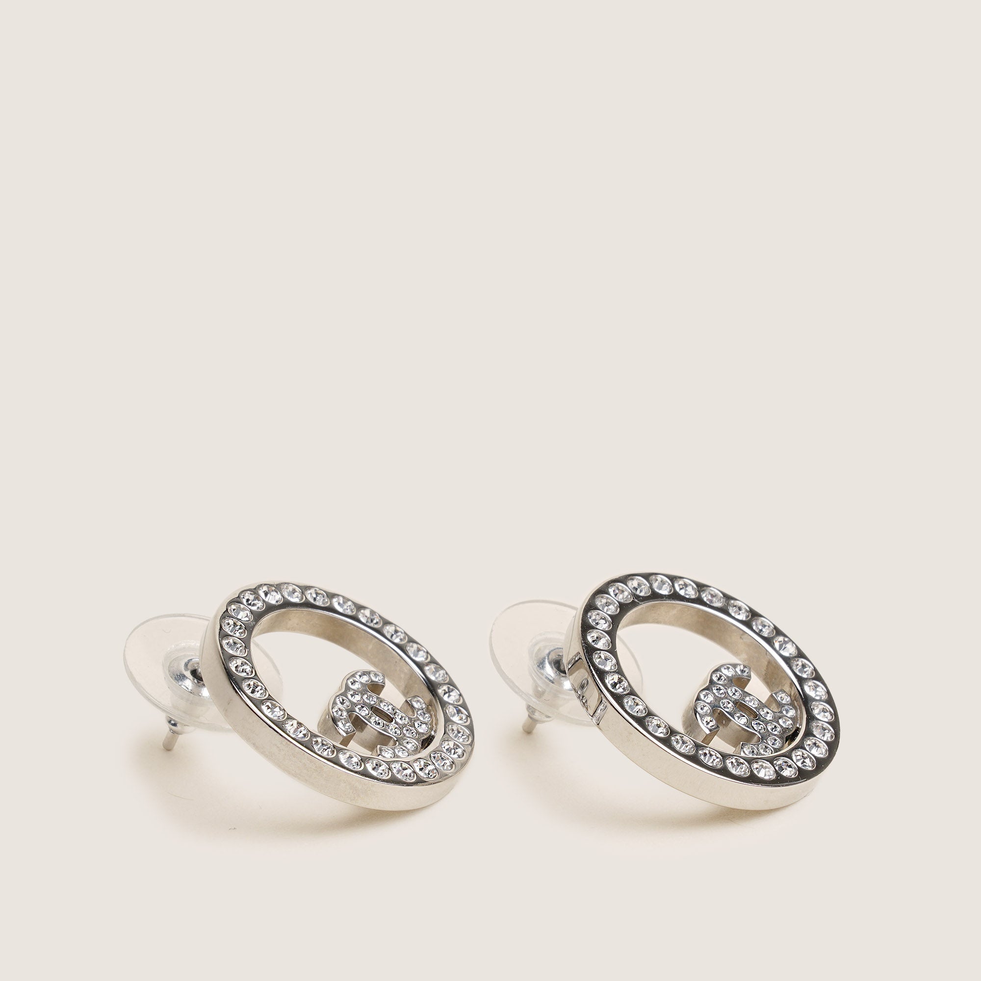 Round CC Crystal Earrings - CHANEL - Affordable Luxury image