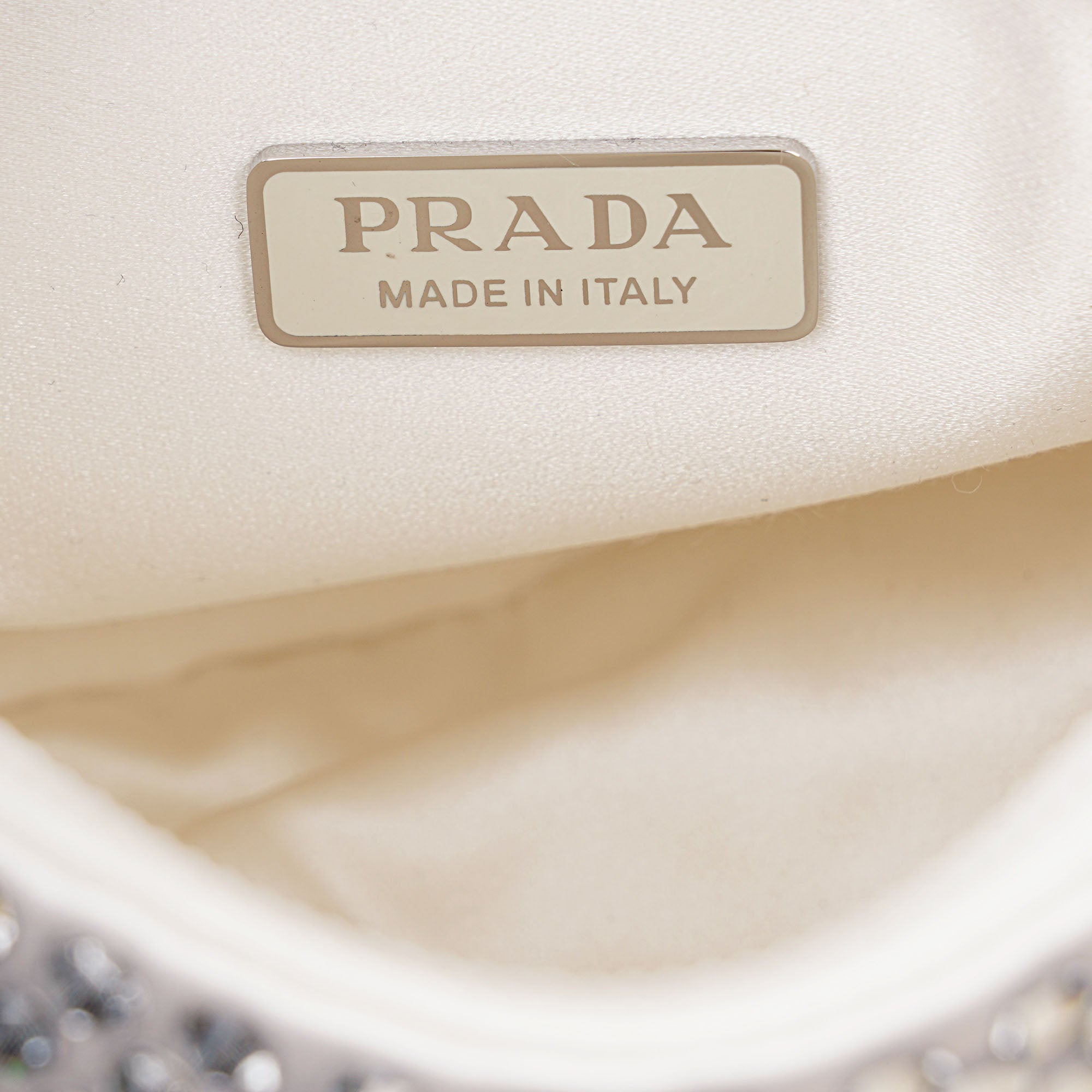 Satin Mini Bag with Crystals - PRADA - Affordable Luxury image