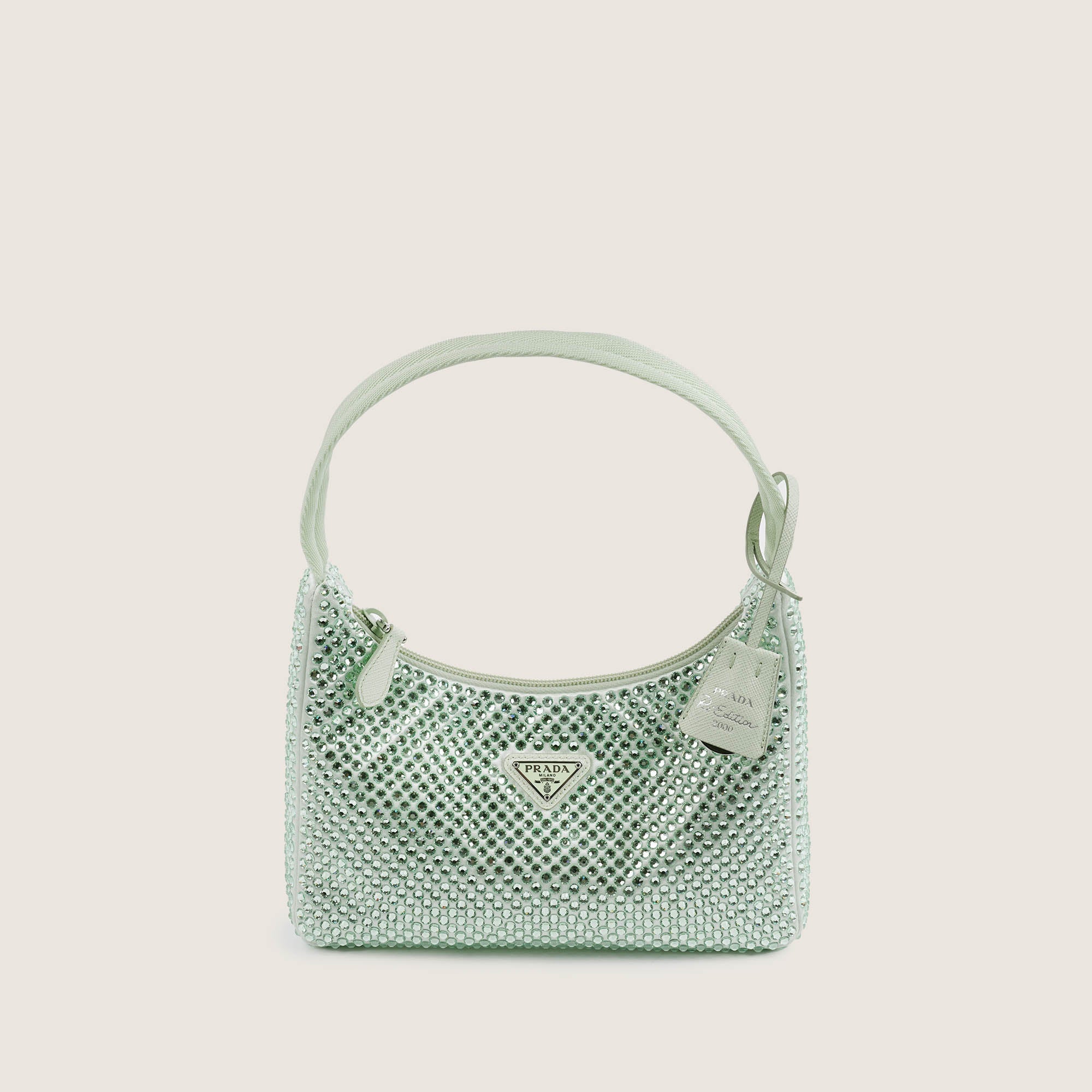 Satin Mini Bag with Crystals - PRADA - Affordable Luxury