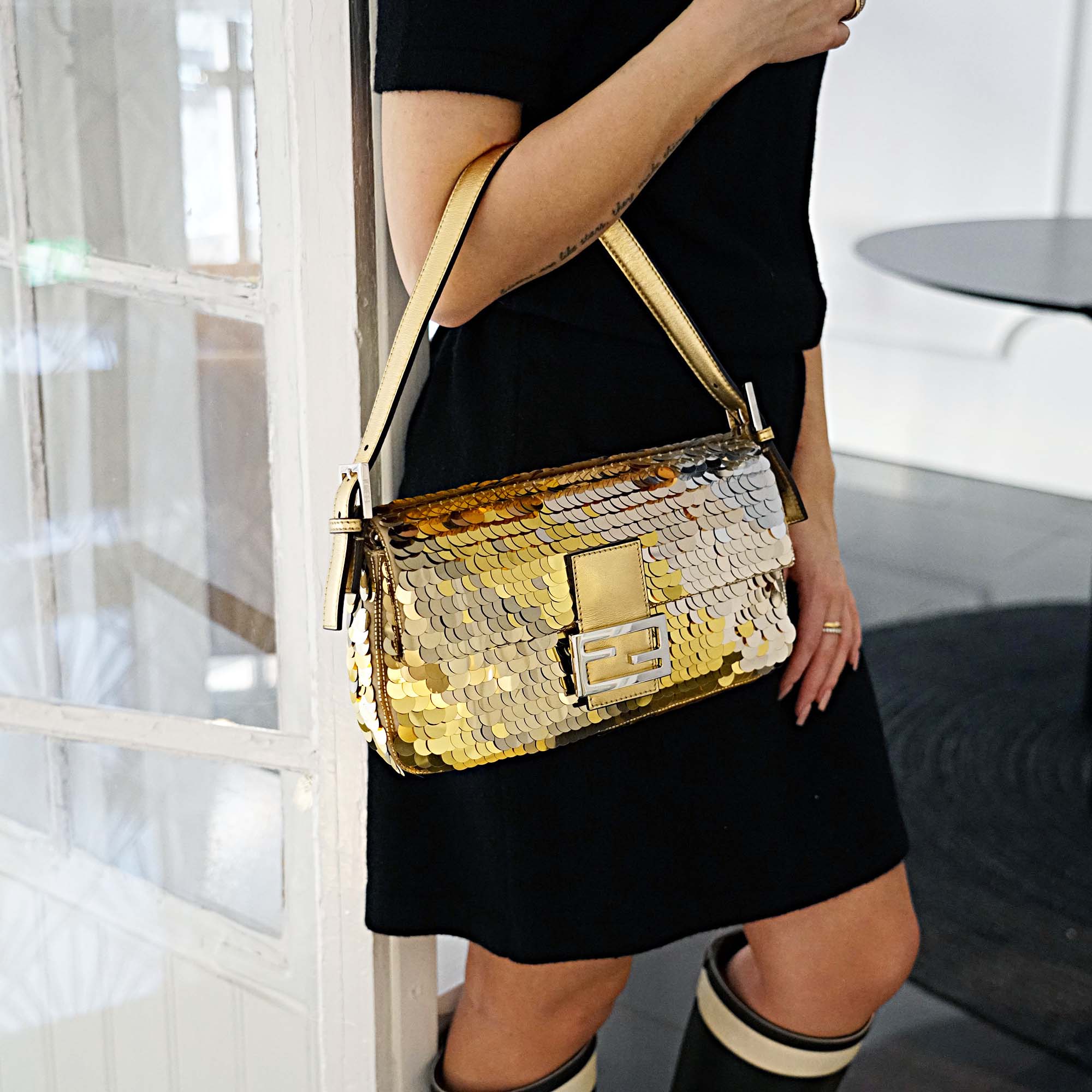 Sequin Striped Baguette Bag - FENDI - Affordable Luxury image