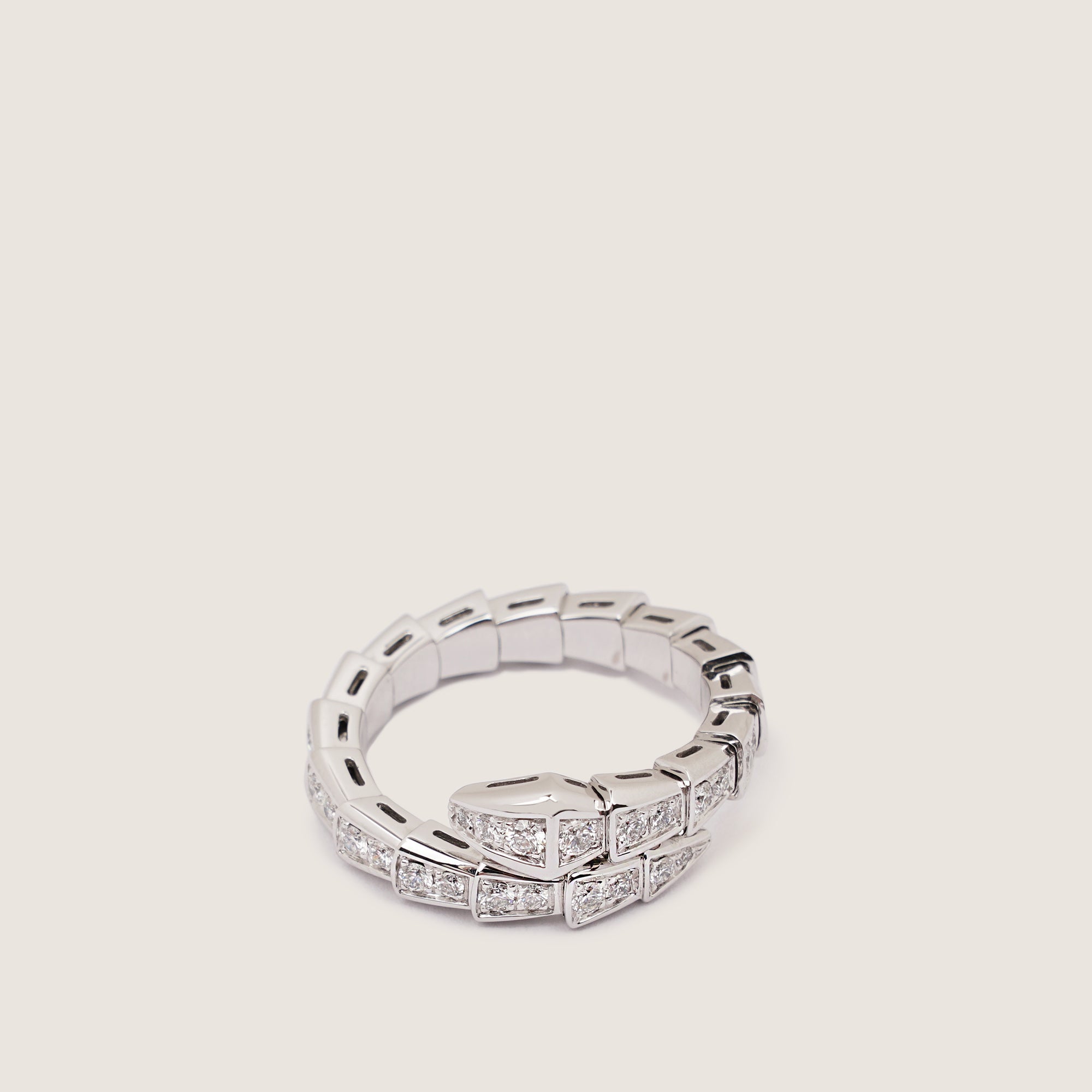 Serpenti White Gold and Diamond Ring - BULGARI - Affordable Luxury