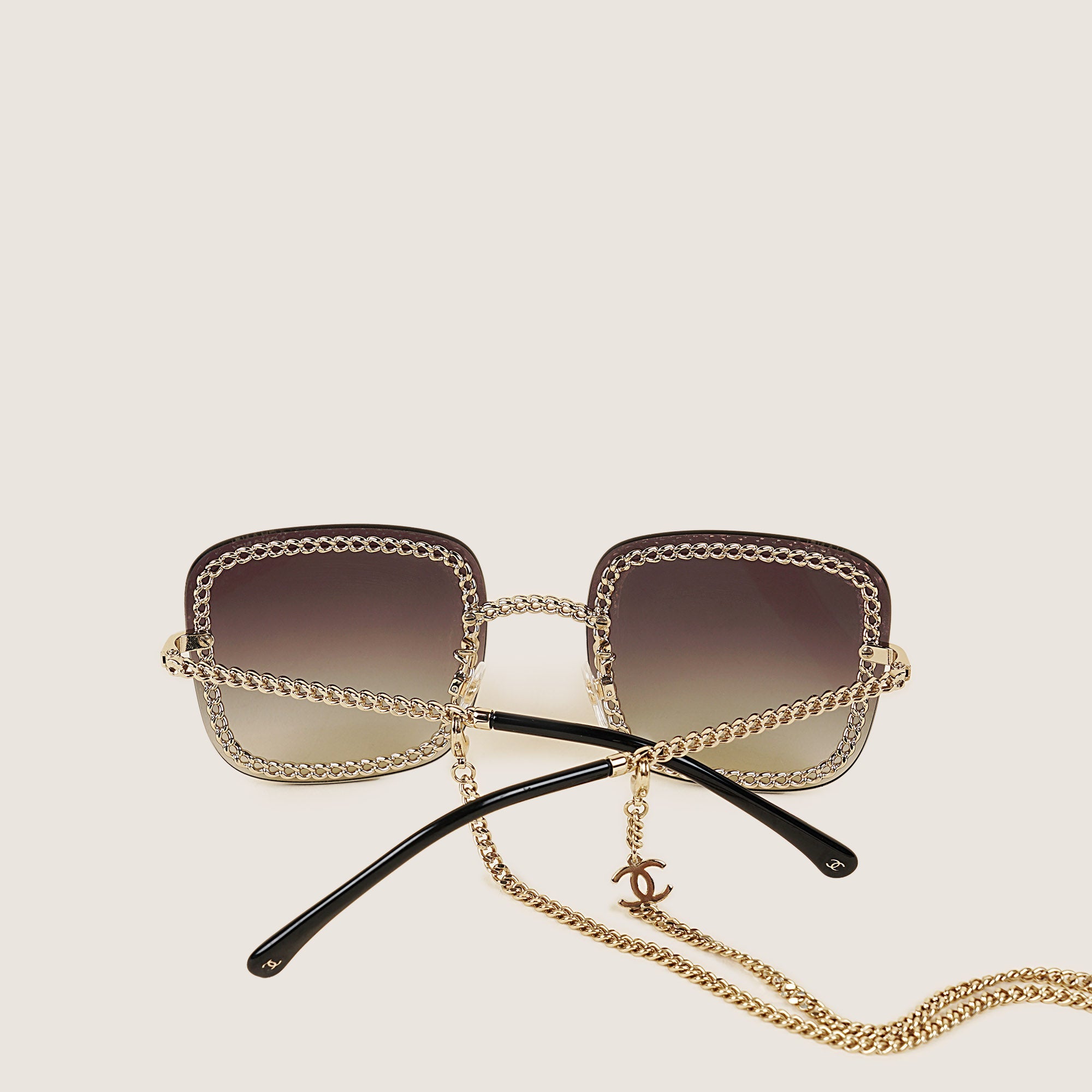 Square Chain Sunglasses - CHANEL - Affordable Luxury