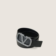 V - Logo Rhinestone Belt - VALENTINO - Affordable Luxury thumbnail image