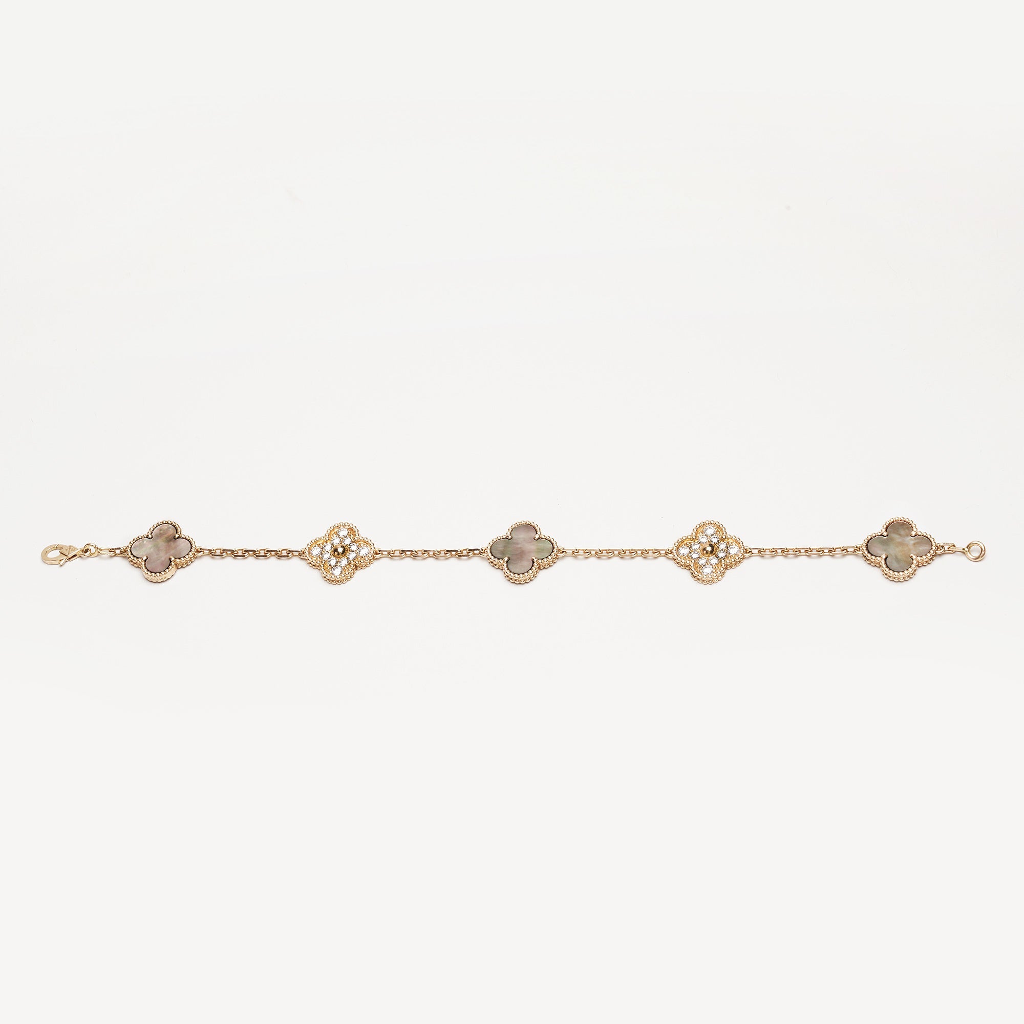 Vintage Alhambra Bracelet 5 Motifs 18k Gold/Diamonds - VAN CLEEF & ARPELS - Affordable Luxury image
