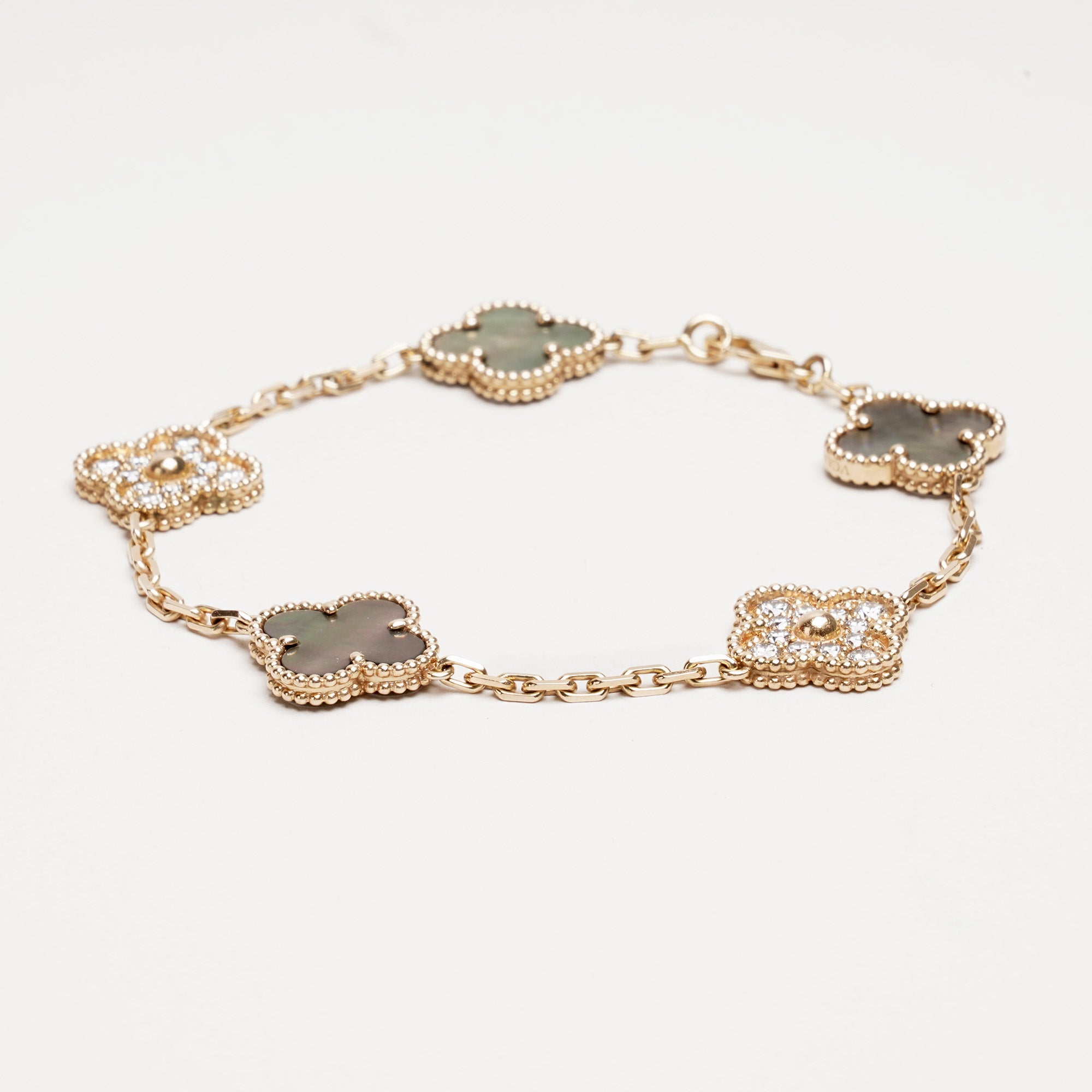 Vintage Alhambra Bracelet 5 Motifs 18k Gold/Diamonds - VAN CLEEF & ARPELS - Affordable Luxury image