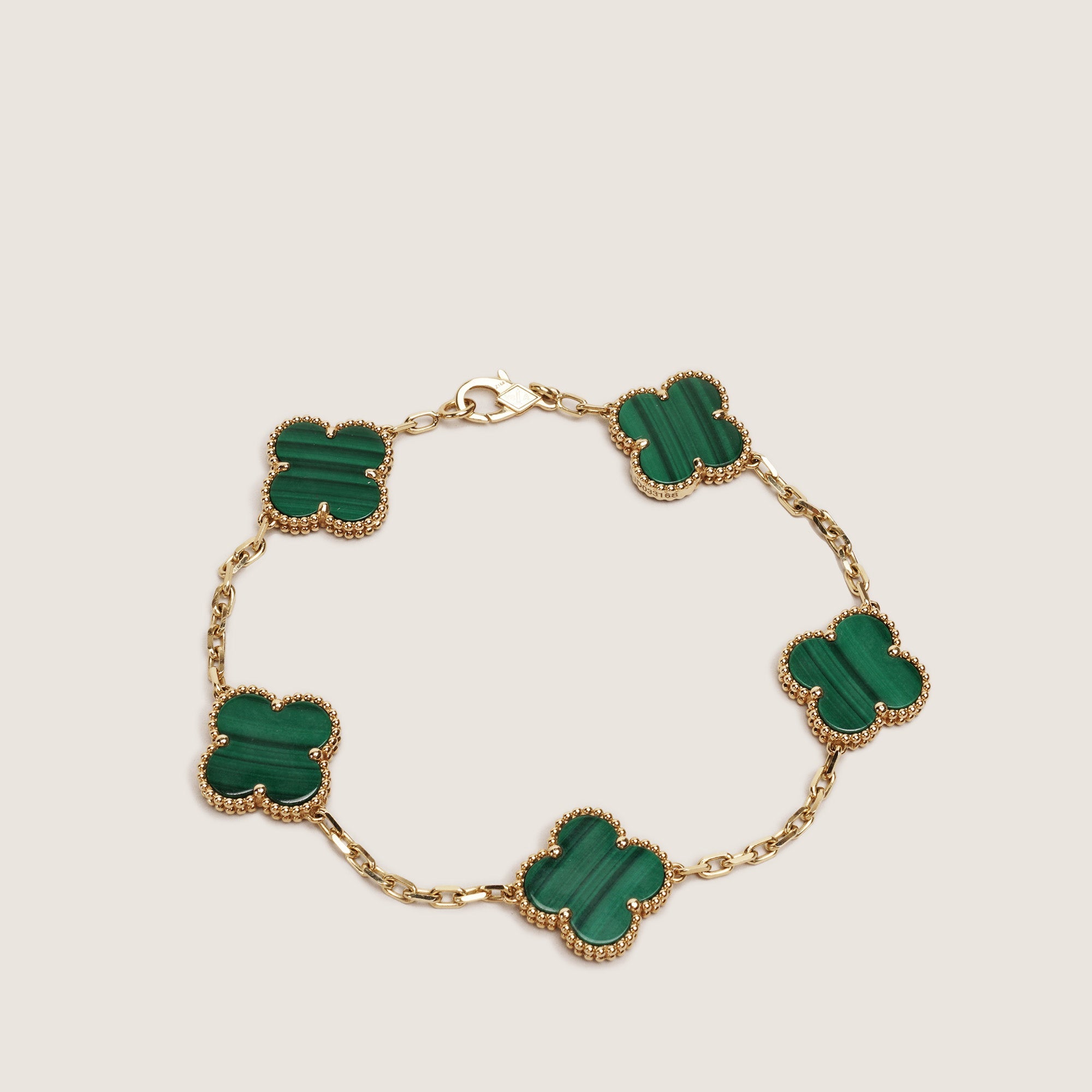 Vintage Alhambra Bracelet 5 motifs Malachite/18k Gold - VAN CLEEF & ARPELS - Affordable Luxury image