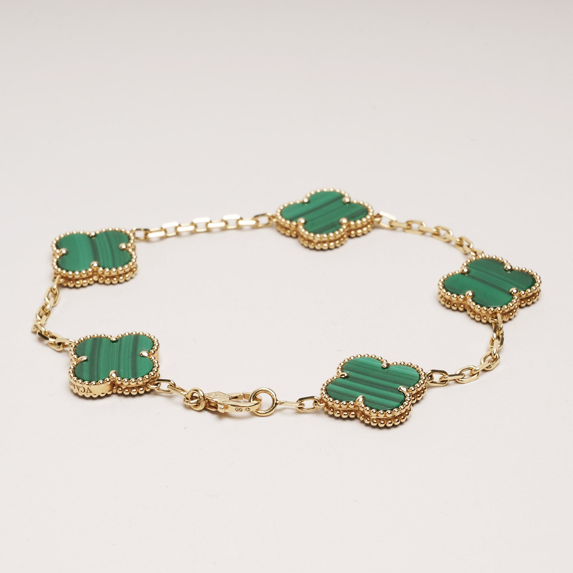 Vintage Alhambra Bracelet 5 motifs Malachite/18k Gold - VAN CLEEF & ARPELS - Affordable Luxury image