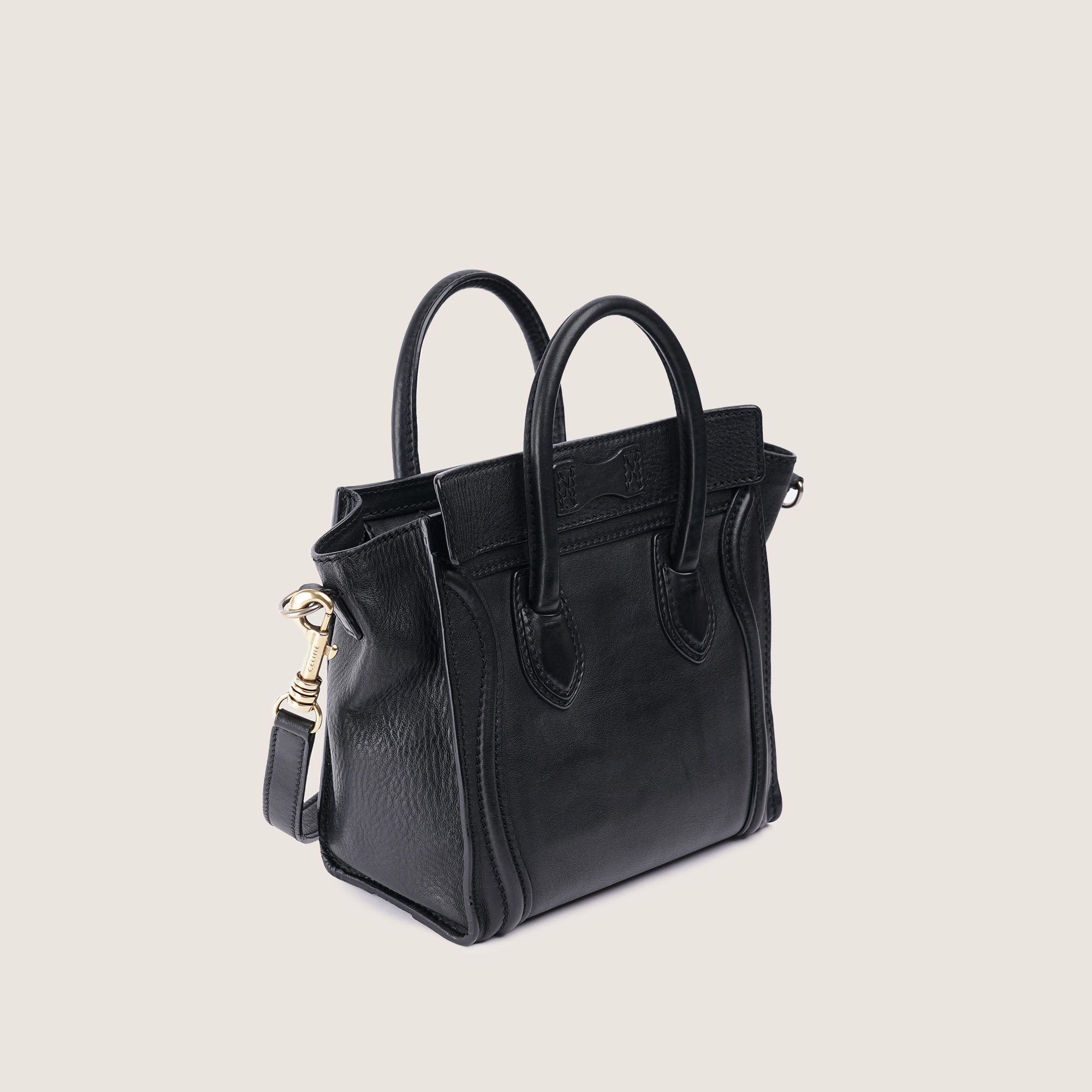 Nano Luggage Black Calfskin - CELINE - Affordable Luxury