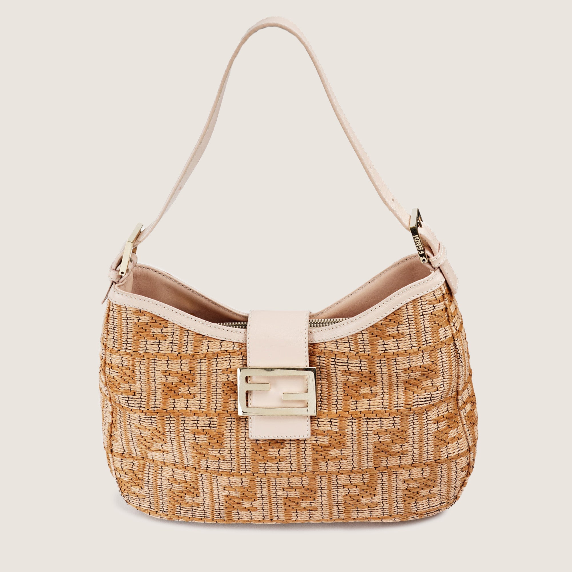 Rafia Zucchino Shoulder Bag - FENDI - Affordable Luxury